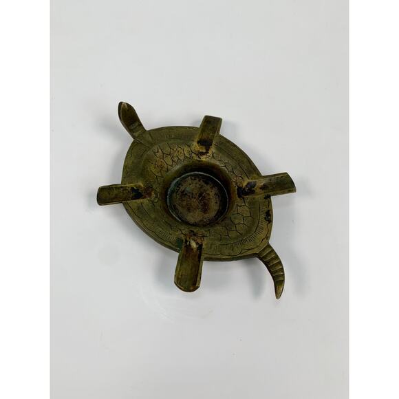 Vintage Ashtray - Overturned Tortoise Turtle - Brass Home Decor - Tobacciana - Picture 1 of 7